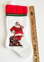 NEW Santa Claus with Sack of Toys Christmas Stocking Fleece Embossed 15&quot;... - $7.91