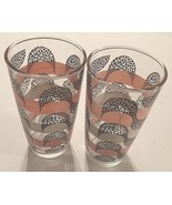 HAZEL ATLAS Mid-Century Vintage 1950s Pink Black White Glass Tumbler Set... - £21.29 GBP