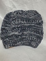 Beanie Ponytail Soft Stretch Cable Knit  Ponytail Beanie Hat Cap  Black Osfm image 4