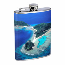 Fiji Islands D9 Flask 8oz Stainless Steel Hip Drinking Whiskey Tropical Pacific - £11.83 GBP