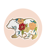 Animal Enamel Pin: White Bear with Rose Flowers, Floral - $365.49 MXN