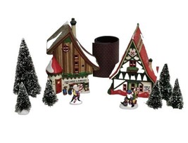 Dept 56 North Pole Series &quot;Candy Cane Lane Shops &amp; Candy Cane Elves&quot; Set #56390 - £31.60 GBP