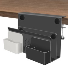 Desk Side Storage, No Drill 2-Tier Side Desk Organizer(Max Load: 22Lbs),, Black - £33.60 GBP