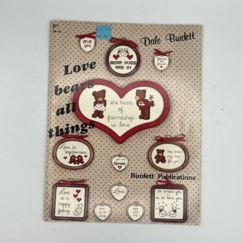 Primary image for Love Bears all Things Teddy Bear Cross Stitch Book  Dale Burdett 1984 Valentines