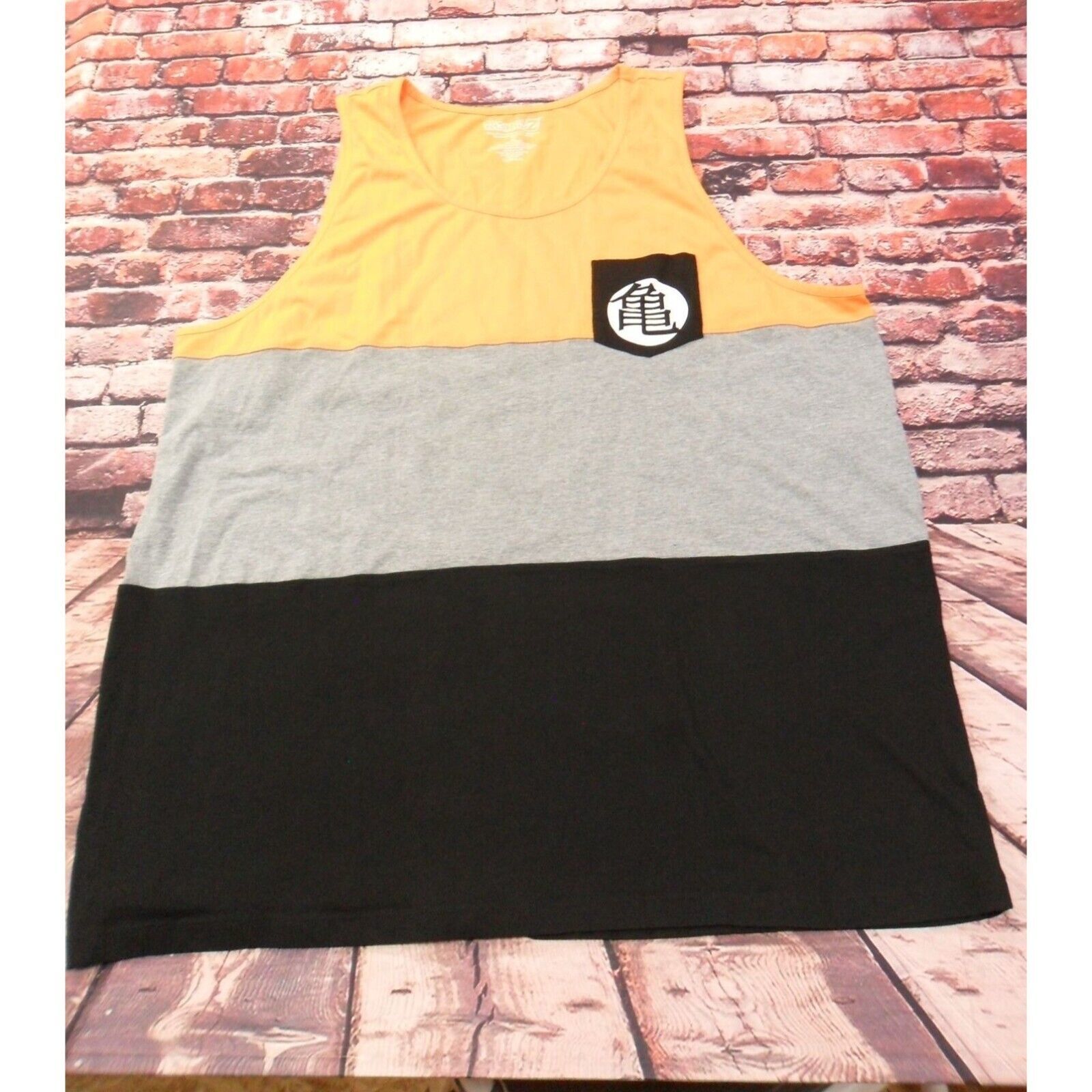 Dragon Ball Z Goku Kame Men&#39;s 3XL Pocket Tank Top Orange/Gray/Black Slee... - $14.55