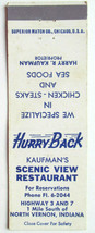 Scenic View Restaurant - North Vernon, Indiana 20 Strike Matchbook Cover Kaufman - £1.59 GBP