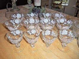 Ornate 18 Pc White Rose Painted Gold Trim Fancy Wine Rocks Drink Ware Glass Set - £48.74 GBP