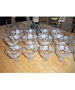 Ornate 18 Pc White Rose Painted Gold Trim Fancy Wine Rocks Drink Ware Gl... - £48.69 GBP