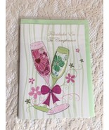 Spanish Greeting Card Felicidades en tu Cumpleanos Drinks Glasses Bow - £3.20 GBP