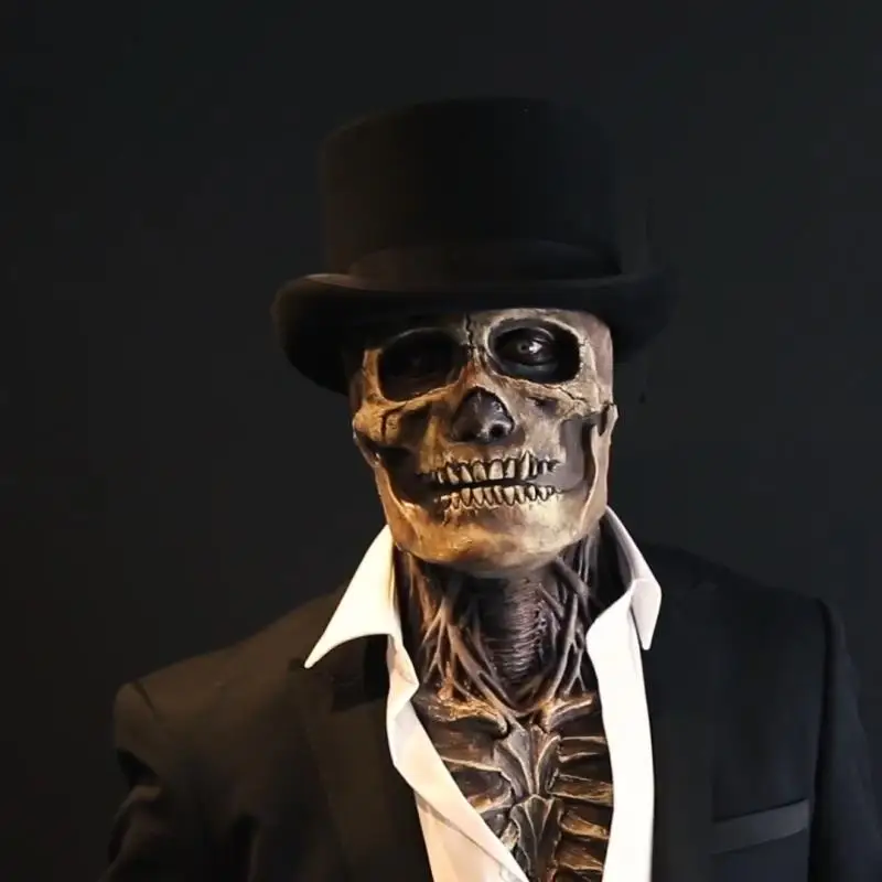 Newest Skeleton Bio-Mask  Horror Mask Party Cosplay Props  Full Cap  Cap Hat Clo - £58.95 GBP