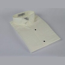 Men's Tuxedo shirt By CLASSIX Wing Tip Formal Pleated Front After Six M00 Ivory image 4