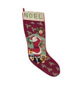 Christmas Stocking Cross Stitch NOEL Santa Candle Bear Gifts Holly Handm... - £30.78 GBP