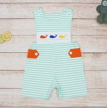 NEW Whale Baby Boys Boutique Overall Romper Jumpsuit Shortalls - £13.53 GBP