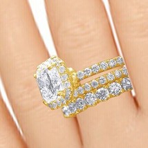 1.75 Karat Dreifarbiges Ehering Set Rund Künstlicher Diamant IN Massivem Silber - £84.23 GBP