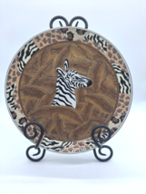 Vtg Ceramic Zebra Plate Decorative African Jungle Animal Print Accessory Accent - £15.56 GBP