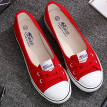 Spring And Autumn New Ladies Flat Shoes Fashion Solid Color Casual Lace Canvas S - £194.38 GBP