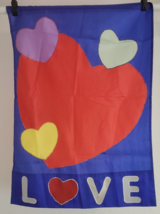 Love Heart Reversible Flag Embroidered Applique Lg Double Sided Valentin... - $9.95