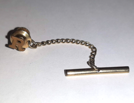 R Monogram Initial Letter Vintage Tie Tack Lapel Pin With Chain Richard Robert - $9.90