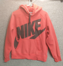 Nike Sweatshirt Mens Red Hooded Medium Pullover Jacket Running Gym Workout - $14.84