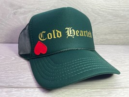 New Cold Hearted Hearts Love Green Gold Hat 5 Panel High Crown Trucker Snapback - £17.00 GBP