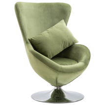 Swivel Egg Chair with Cushion Light Green Velvet - £182.85 GBP