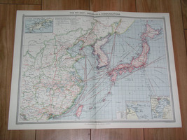 1908 Antique Map Of China Japan Korea Industry Transportation Ship Routes - £28.76 GBP