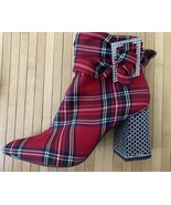 Betsey Johnson Millburn Red Plaid Rhinestone Heel Ankle Boots Women’s 6 M - $40.75 CAD