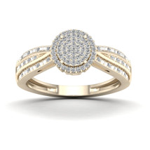 10K Yellow Gold 1/5ct TDW Diamond Halo Engagement Ring - £262.96 GBP