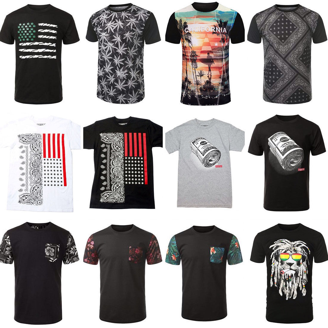 Mens Hip Hop Graphic Print Hustle Street Sublimation T Shirt Top - $11.96+