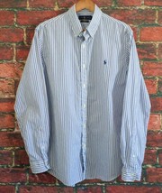 Ralph Lauren Men&#39;s Casual Long Sleeve Button-Up Shirt XL Slim Fit Blue Pony - $25.69