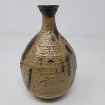 Vtg Studio Art Pottery Bud Vase Handmade &amp; Painted Hand Glazed Signed 6” 70s - £14.53 GBP
