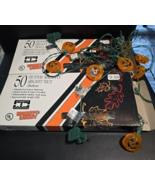 2 Sets Vtg Halloween Pumpkin Light 50 Lights Each Plastic Hobby Lobby In... - $19.44