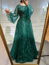 Beautiful Serene Hill Muslim Green A-Line Luxury Evening Dresses Gowns 2022 O-Ne - £493.21 GBP