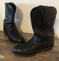 Vintage Durango Mens 12D Farm &amp; Ranch Western Cowboy Work Black Leather Boots - £49.99 GBP