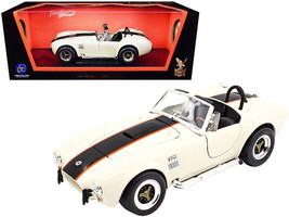 1964 Shelby Cobra 427 S/C Roadster Cream w Black Orange Stripes 1/18 Diecast Car - £46.58 GBP
