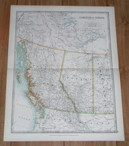 1907 Antique Map Of British Columbia Alberta Northwest Territories Canada - $29.81