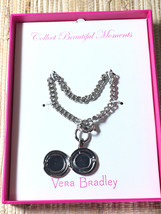 Vera Bradley Bracelet Silver Tone Locket Charm 7&quot; Costume Fashion Jewelry - £11.90 GBP