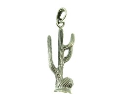 Handcrafted 925 Sterling Silver Arizona Southwest 3D Saguaro Cactus Pendant  - £18.54 GBP