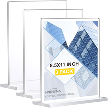Acrylic Sign Holder 8.5 X 11 Inch 3 Pack, Clear Display Sign Stand for S... - $15.25