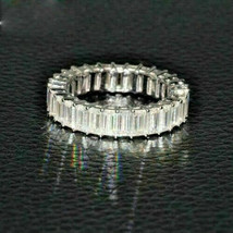 Eternity Wedding Band 7Ct Emerald Cut Simulated Diamond White Gold Over Size 8.5 - £113.66 GBP