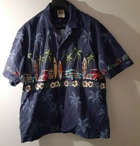 Winnie Fashion Hawaii Shirt 2XL Blue Woodie Car Floral Palm Trees Surfbo... - £8.59 GBP