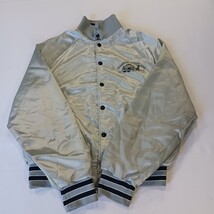 Vtg Aristo Jac By Hilton Chandler Ready Mix Men’s M Gray Satin Baseball Jacket image 13