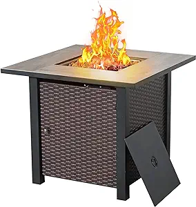 Propane Fire Pit Table, 30 Inch 50,000 Btu Square Outdoor Gas Firepit With Porce - £367.54 GBP