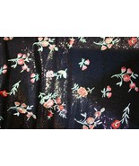 EMBROIDERED FLORAL LACE FABRIC W/ BEAD SPARKLE BLACK RED ROSES 56&quot; WIDE ... - $6.92