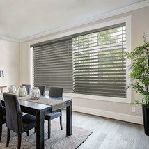 CUSTOM CUT Home Decorators Gray Cordless 2-1/2 in. Premium Faux Wood Blind - £22.41 GBP+