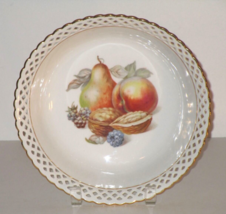 Schumann Arzberg German Bowl with Reticulated Edge ~ Fruit &amp; Nut Design  - $24.99