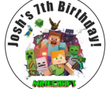 12 Personalized MineCraft Birthday Stickers, Labels, Tags, Favors, 2.5&quot;,... - $7.99