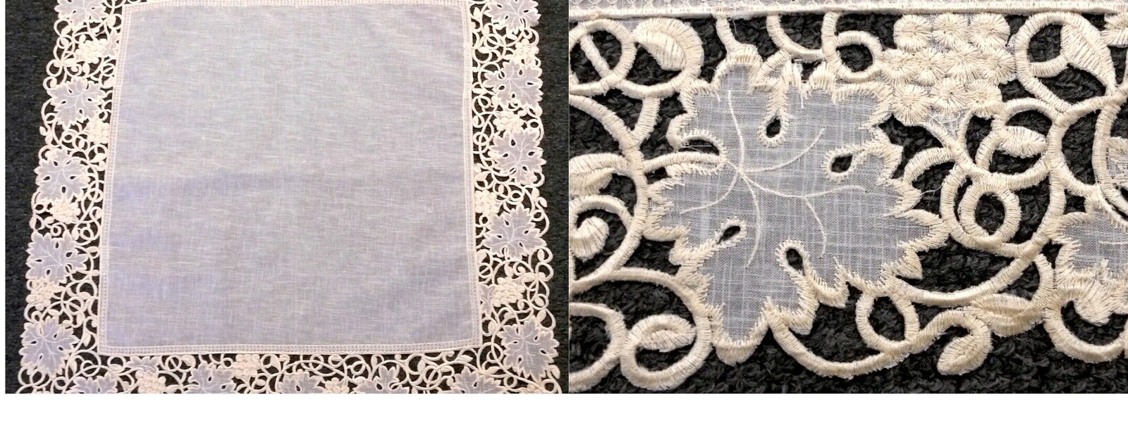 Table Cover Embroidery Beige Organza Fabric Embroidered 33x33&quot; Square Ta... - $30.99