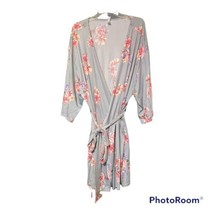 Flora by Flora Nikrooz Womens Blue Pink Floral Short Robe Size 1X - £11.74 GBP