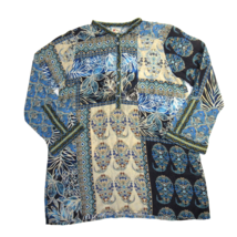 NWT Johnny Was Carly Jessica Tunic in Blue Patchwork Paisley Floral Silk Top S - £102.74 GBP